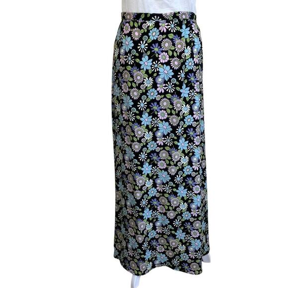 Tall Girl Canada Vintage A-line Maxi Skirt Button Front Retro 70s Floral Print M - Picture 9 of 16